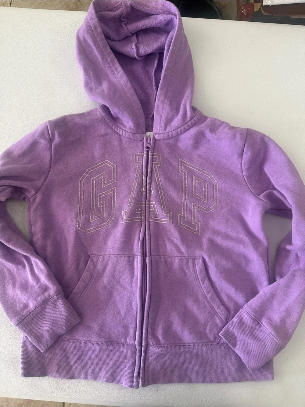 GAP Kids Lavender Zip Hoodie with Embroidered Logo